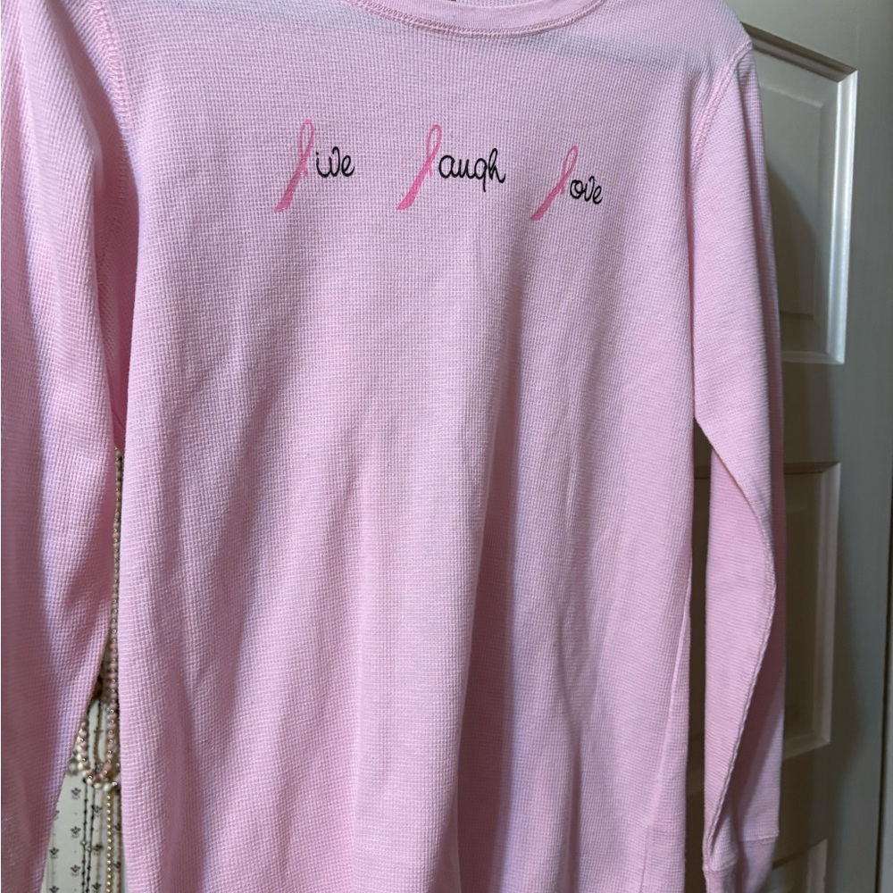 Pink  Light Pink Waffle-Knit Top